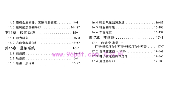 2025 款别克君越维修手册第 17 章变速器（8T45/8T50 等系列自动变速器）章节截图