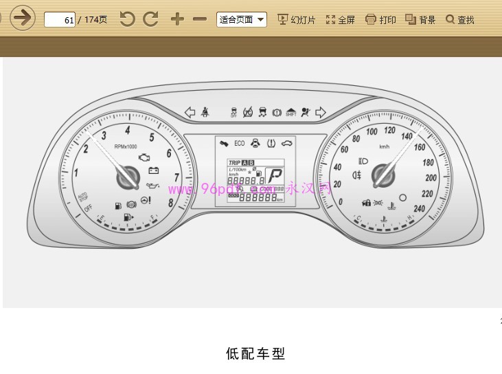 2015 别克英朗车主手册 低配车型仪表图