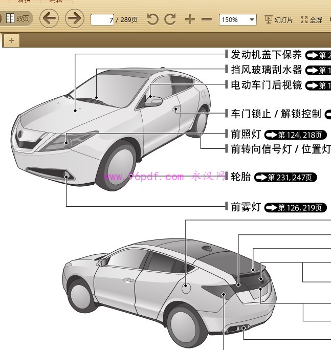 2011-2012 讴歌ZDX ACURA用户手册 车身大图