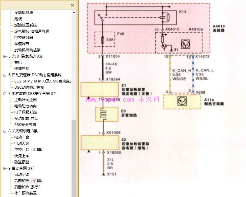 宝马1系(E81 E82 E87 E88) 3系(E90 E91 E92 E93) 电路图 彩图