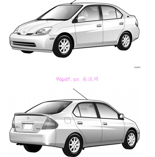 2001 丰田普锐斯Prius 维修手册 1NZ-FXE NHW11系列 (英文)