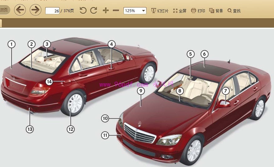 2008-2010 奔驰C200K C230 280 使用说明书 车主手册 用户手册 2009