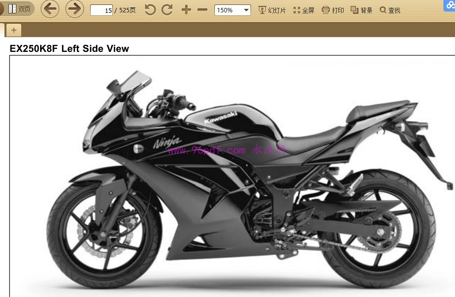 2008 川崎Ninja 250R EX250K8F 原厂维修手册资料 含电路图(英文) 扭矩数据