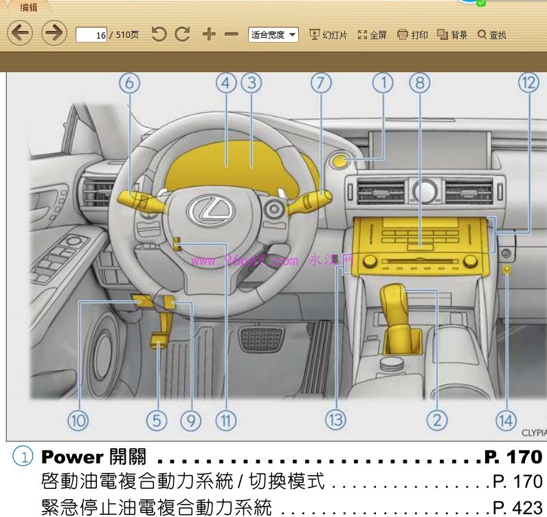 2014-2013 雷克萨斯IS300h 用户手册 使用说明书 仪表按键操作说明(繁体字)