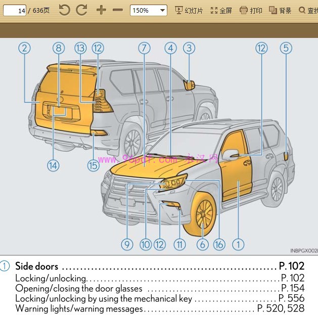 2018-2019 雷克萨斯GX460 使用说明书(英文) 用户手册仪表按键操作说明 2017