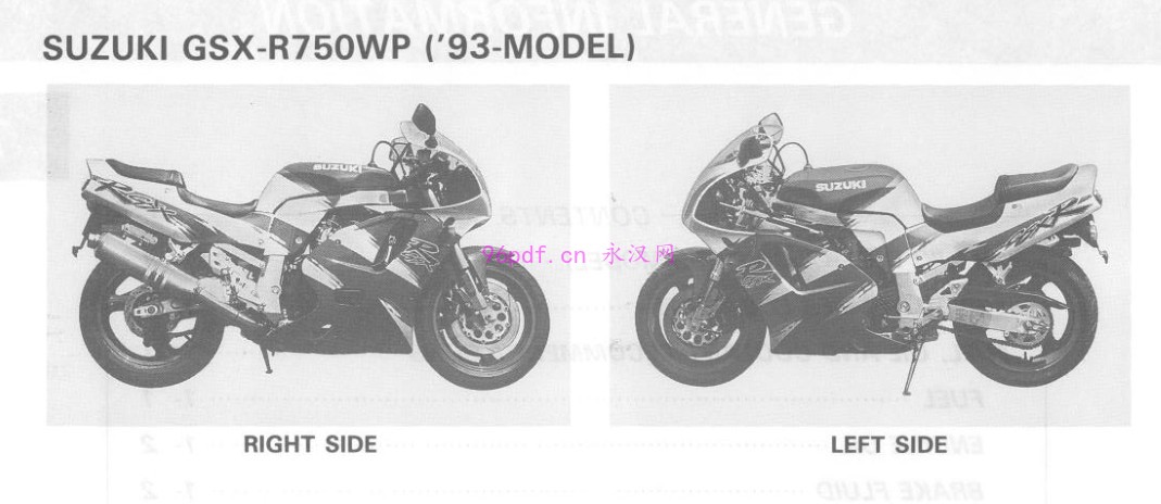 1993-1995 铃木Suzuki GSX-R750 W 维修手册资料 扭矩数据 电路图 (英文)