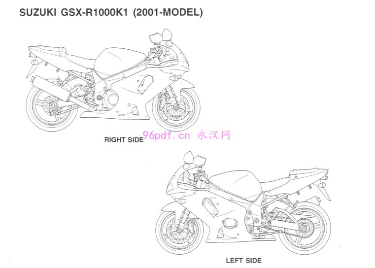 铃木Suzuki GSX-R1000 K1 K2 2001-2002维修手册含电路图(英文)
