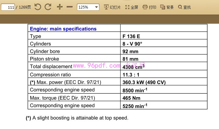 法拉利 Ferrari F430 Spider 维修手册 维修资料(英文) 发动机F136E